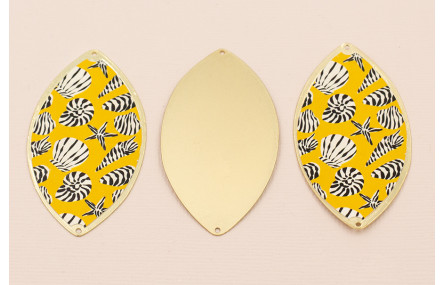 Ovalo 60*33  Oro Mate conchas en fondo Amarillo