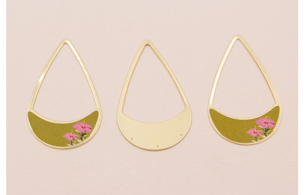 Colgante lágrima 58*37 O. Mate  Flores Fondo Beige