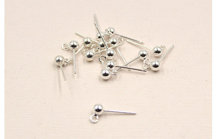 PENDIENTE DORMILON PLATA CABEZAL BOLA 4MM ANILLA