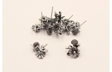 Perno Flor + hoja 19*15 Plata Vieja