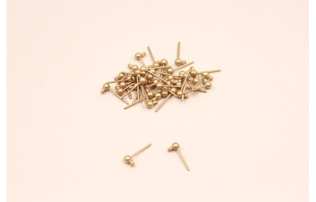 Perno con bolita de 3mm y anilla Oro Mate