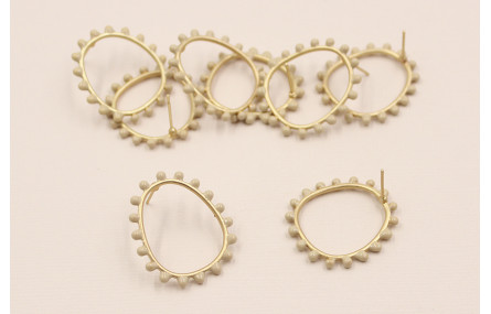 Pendiente Aro 26*22mm Bolas Beiges de 3mm