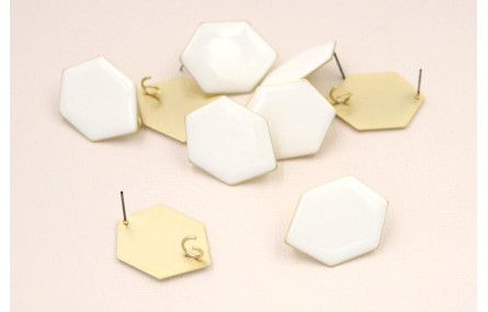 Hexágono 30*20mm Esmalte Blanco