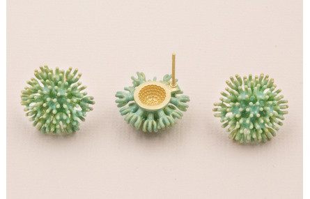 Pendiente Nenufar 17mm diametro Turquesa