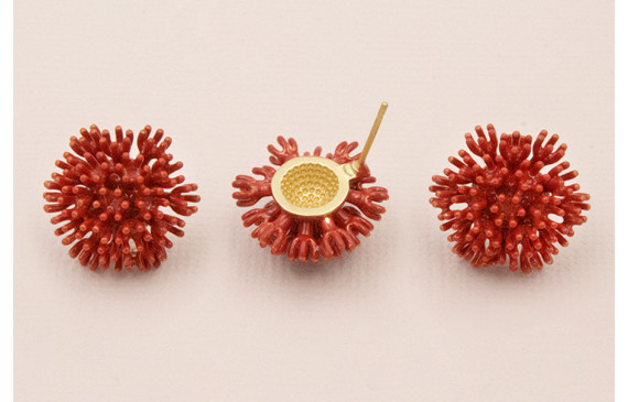 Pendiente Nenufar 17mm diametro Teja oscuro