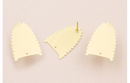 Pendiente semi Ovalo dentado 17*24 Dorado Mate