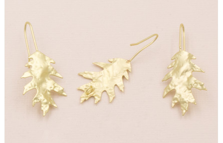 Pendiente Hoja 10 puntas 25*20 Oro Mate