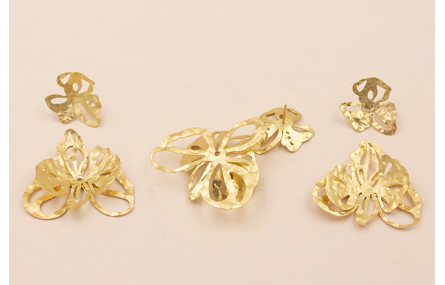 Pendiente Cascada de 2 Flores 52*40mm Oro Mate