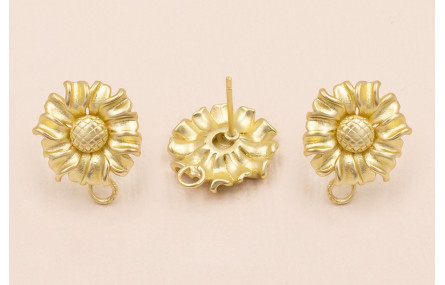 Pendiente Flor 15*15mm Dorado Mate