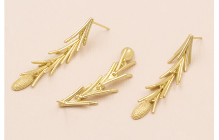 Pendiente colgante ramilletes 40mm Oro Mate