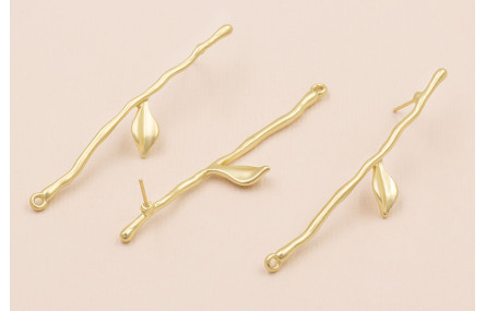 Pendiente Rama con Hoja 60mm Oro Mate