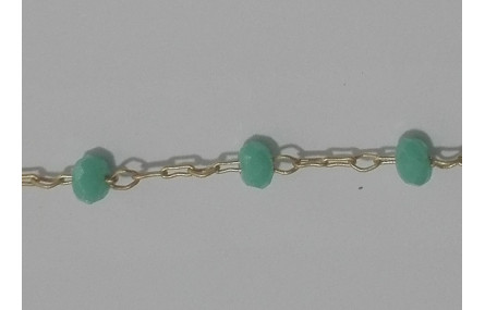 Cadena engarzada piedra 3*2  Turquesa