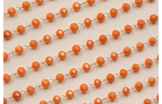 cadena engarzada cristales 2*3mm Rosa Coral