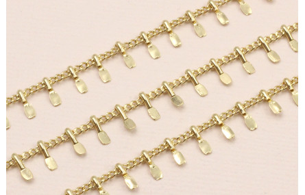 Stainless Steel: Cadena Acero 1mm chapitas Oro 5mm