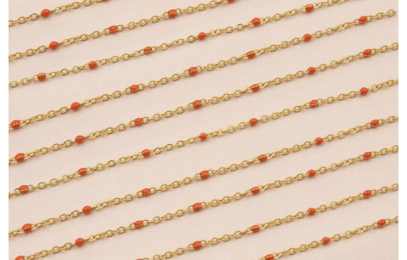 Cadena de 1,5mm oro mate con Microesmalte Teja