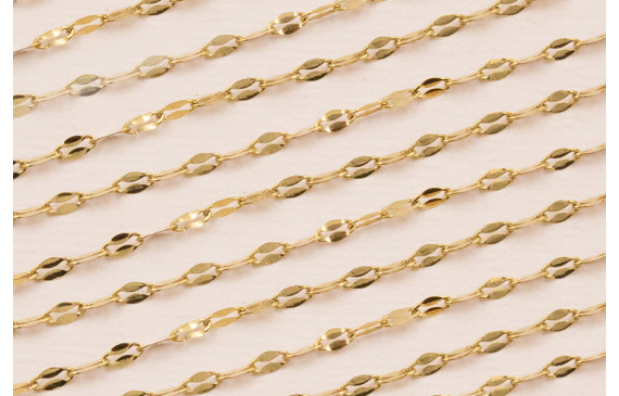 Cadena Acero eslabón ovalado 2mm baño Oro