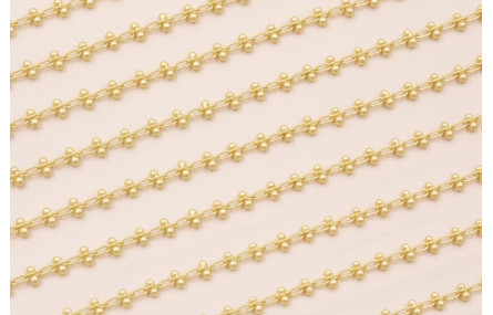 Cadena Entrelazada 2 bolas 3mm ancho Oro Mate