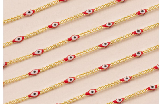 Cadena eslabon 2mm Oro Mate con Ojo Turco