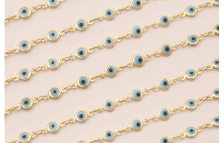 Cadena Ojos Turcos de 5mm Oro Mate