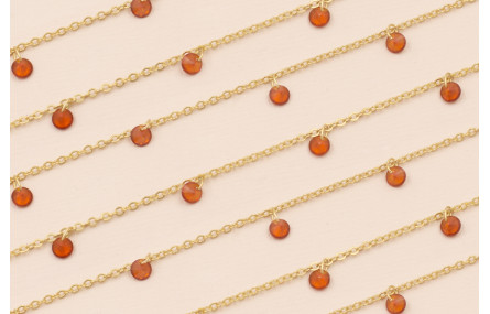 Cadena discos de Cristal de 4*2mm Marrón Oro Mate