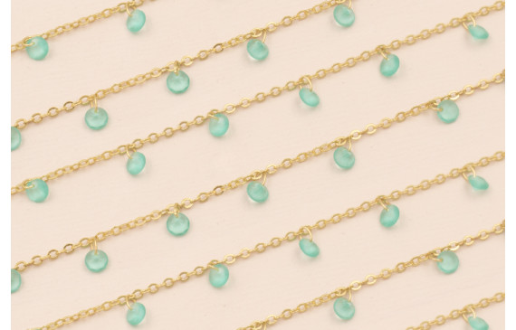 Cadena discos de Cristal de 4*2mm verde Oro Mate