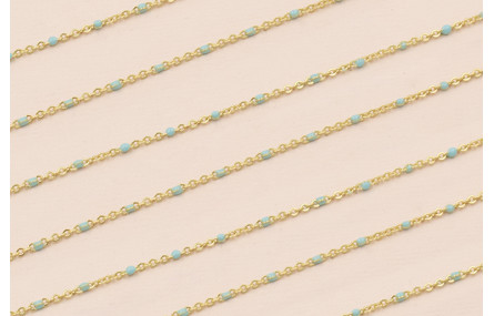 Cadena 1,5mm Oro Mate con Esmaltes de 2mm Ocre