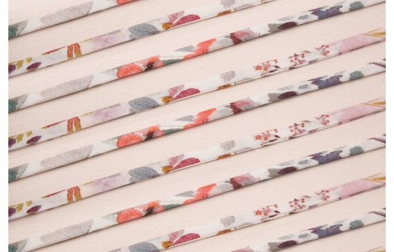 Lazo 4mm Liberty Florecillas Grises y rosas