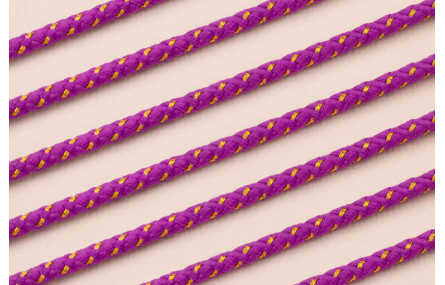 Cordón de 3mm Morado con hilo dorado