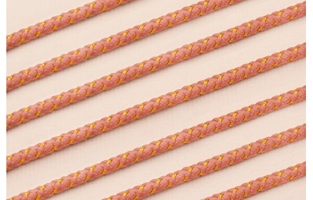 Cordón de 3mm Rosa Palo con hilo dorado