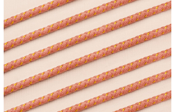 Cordón de 3mm Rosa Palo con hilo dorado