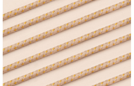Cordón de 3mm con Hilo Dorado Color Beige