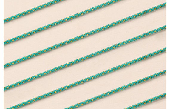 Cordón de 1,5mm con Hilo Dorado Color Turquesa