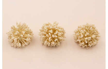 Bola Abalorio de 40mm color crudo y  Crema