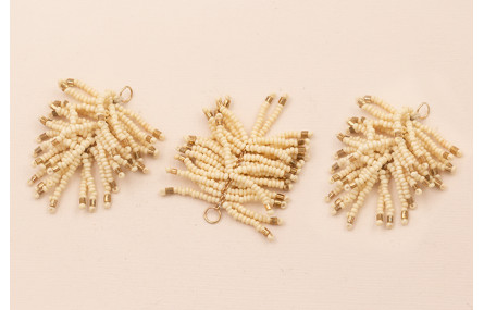 Pompon Abalorio 40mm Crema y Cobre