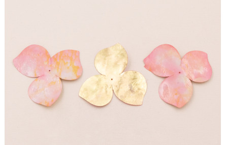 Flor 3 pétalos 50mm Oro y Rosa