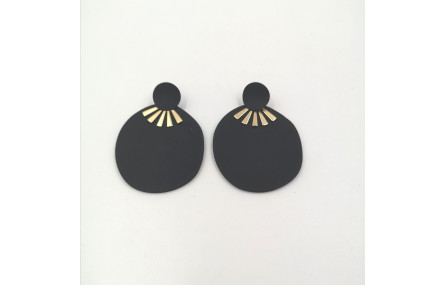 Pendientes chapa negra con rayo sol