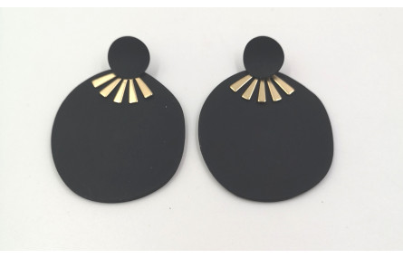 Pendientes chapa negra con rayo sol