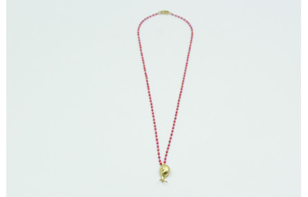 Solitario de cadena de miyuki rosa con colgante de