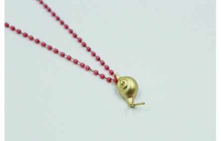 Solitario de cadena de miyuki rosa con colgante de