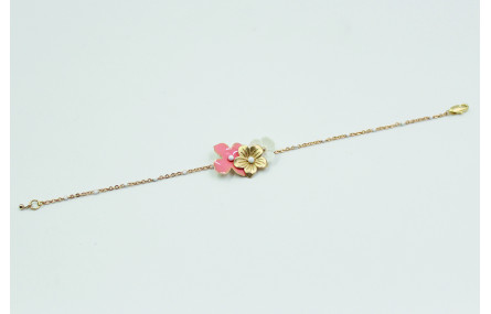 Pulsera con cadena oro mate y bola esmaltada blanc