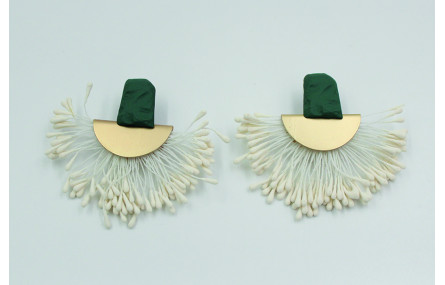 Pendientes perno martilleado verde mate y colgante