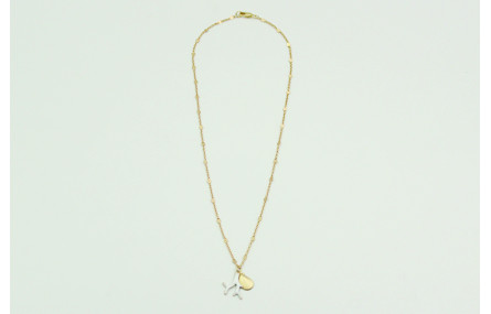 Solitario cadena de eslabon pequeño en oro matey c