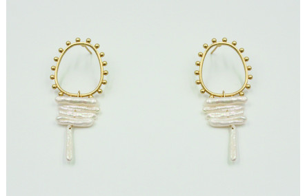 Pendientes pernos ovalado con bolitas 25x28mm con 