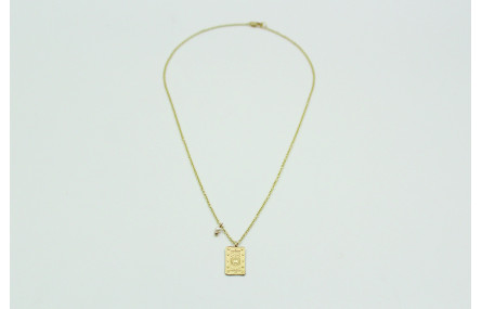 Solitario cadena eslabón pequeño oro mate con chap