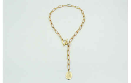 Collar de cadena eslabón ovalado estriado con bola