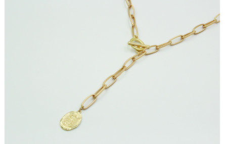 Collar de cadena eslabón ovalado estriado con bola