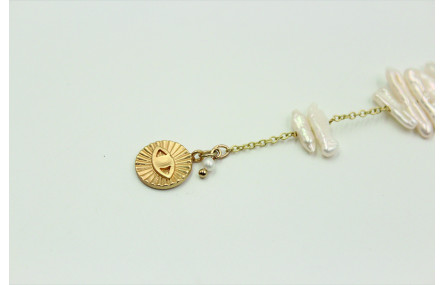 Pulsera con listones de perla y cadena eslabón peq