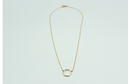 Solitario con hexágono en latón y cadena de eslabó