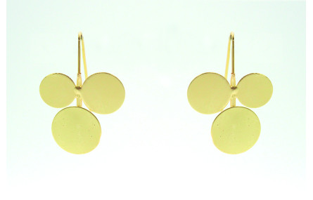 Pendientes sencillos con discos soldados en oro ma