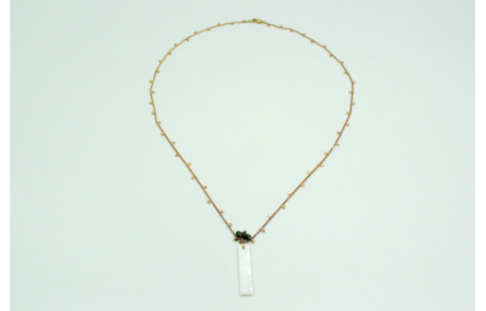 Solitario con cadena de eslabón pequeño oro mate c